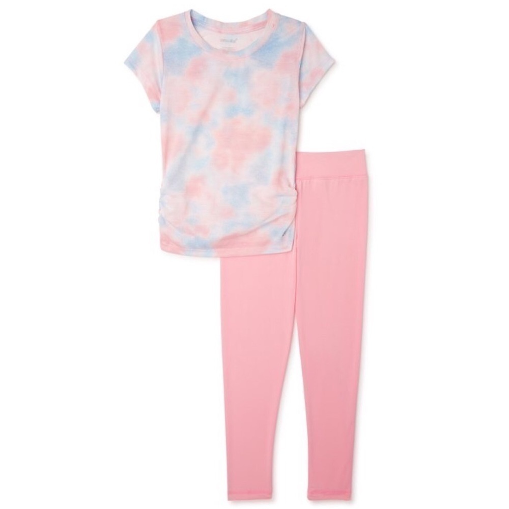 New! Marika Girls Tie Dye Short Sleeve T-Shirt Leggings 2-Piece Active Set